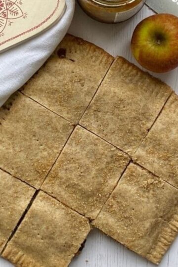 Apple and mincemeat squares cut into slices.