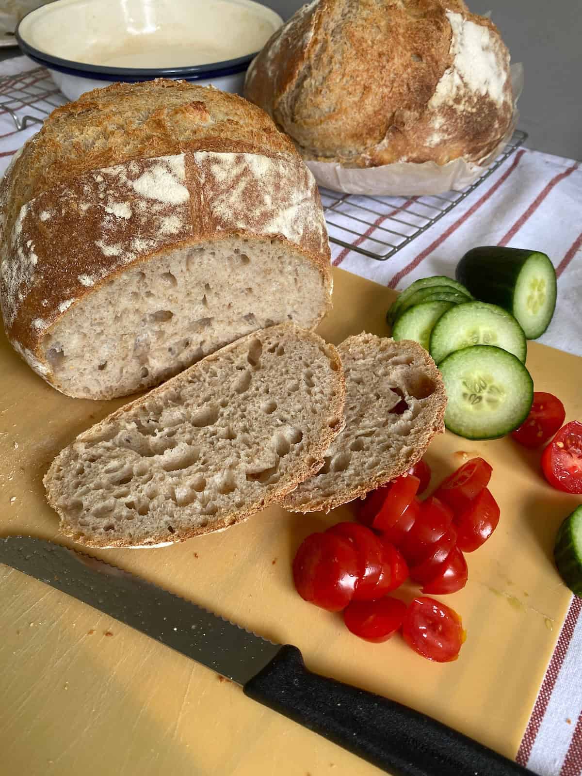 Sourdough bread sliced.