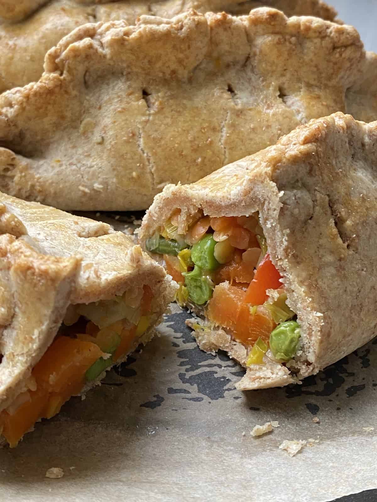 Vegetable and Lentil Pasties.