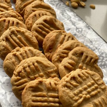 Chunky Peanut Butter Cookies on a Tray.
