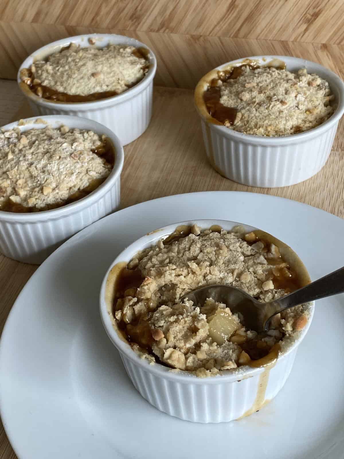 4 Individual Mincemeat and Pear Crumbles.