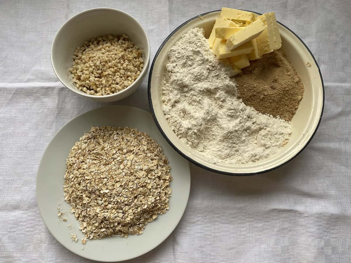 Ingredients for Streusel Crumble Mixture.