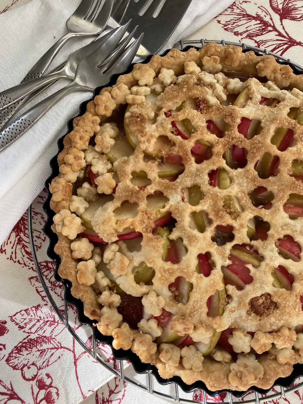 Apple and Rhubarb Lattice Tart.