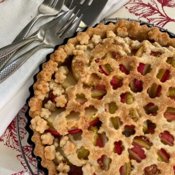 Apple and Rhubarb Lattice Tart.