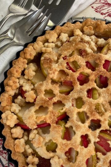 Apple and Rhubarb Lattice Tart.