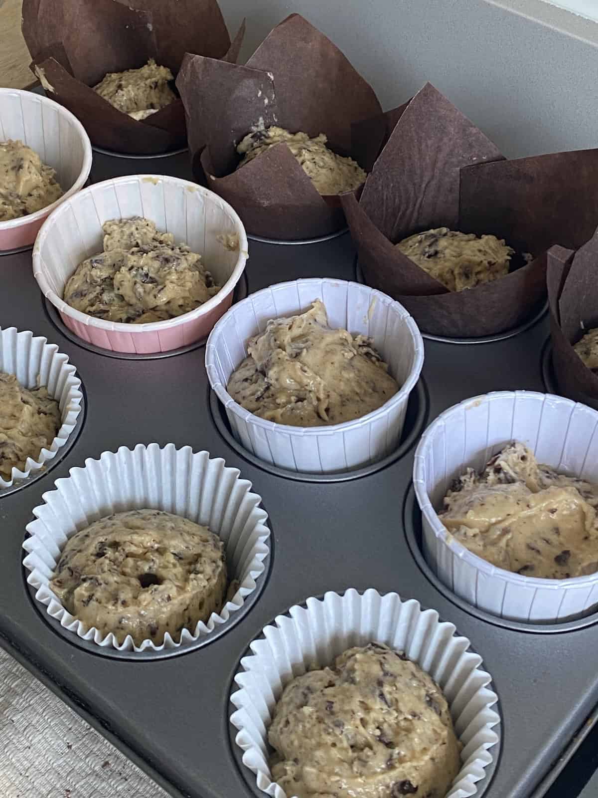 Fill muffin cases with batter to ¾ full.